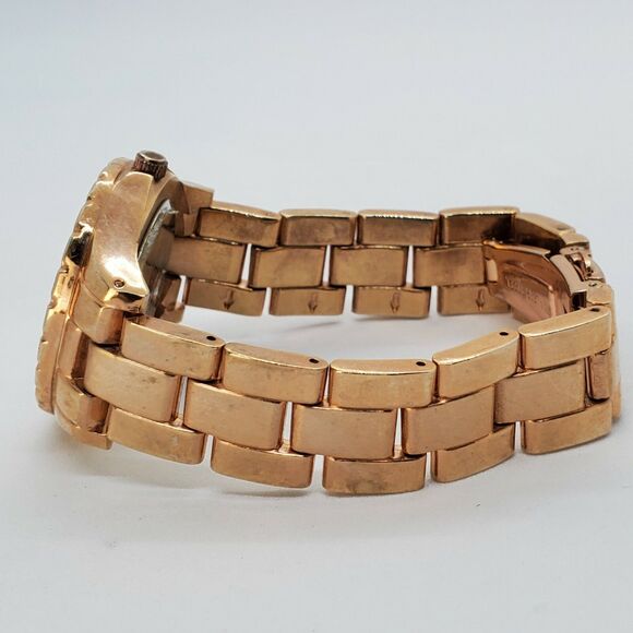 American Exchange 34MM Women's Watch White Dial Gold Bracelet 7" New Battery - Picture 4 of 11